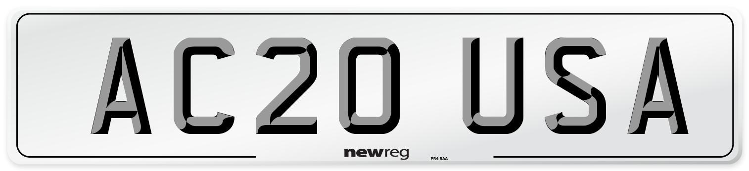 AC20 USA Number Plate from New Reg